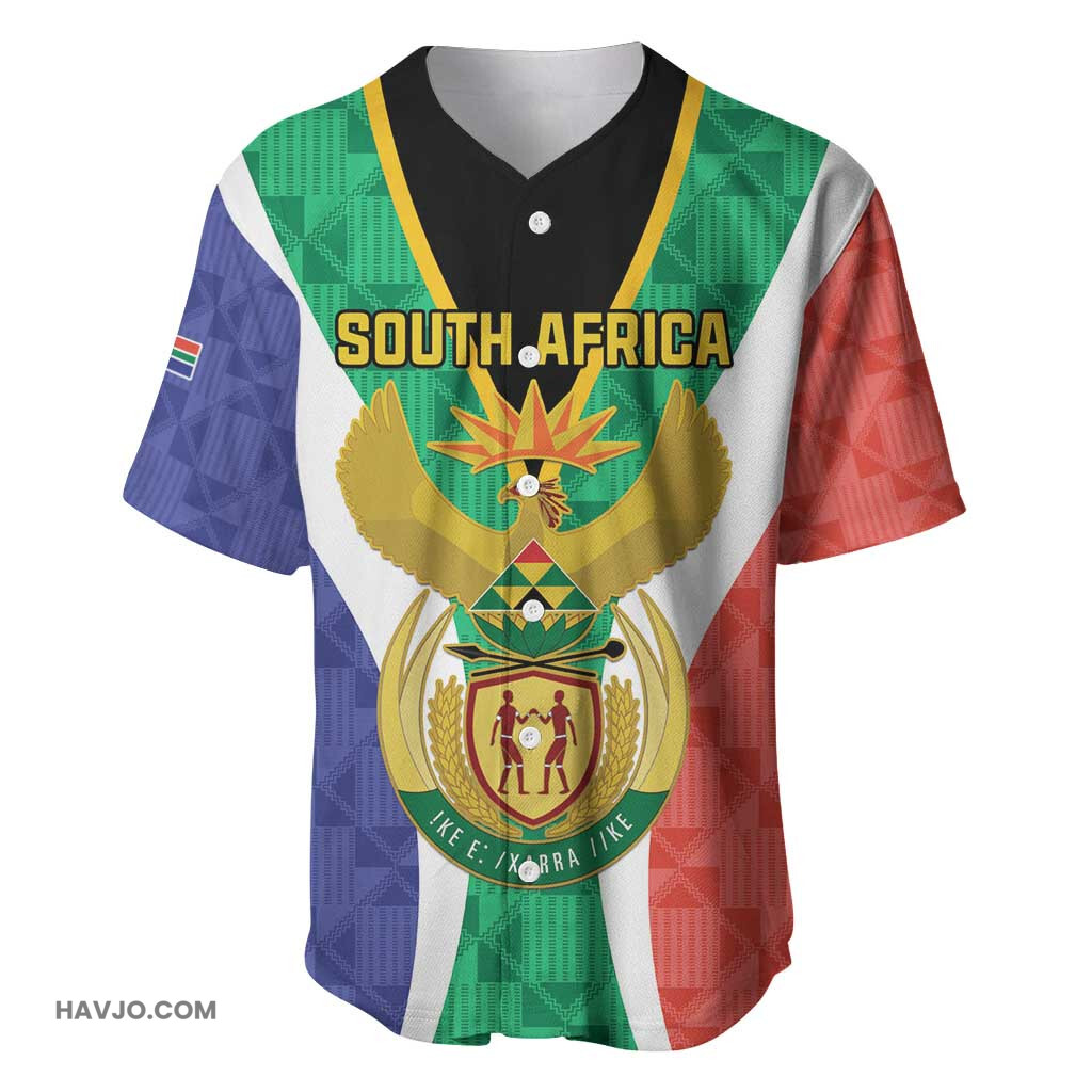 Personalised South Africa Coat Of Arms Flag Style Baseball Jersey
