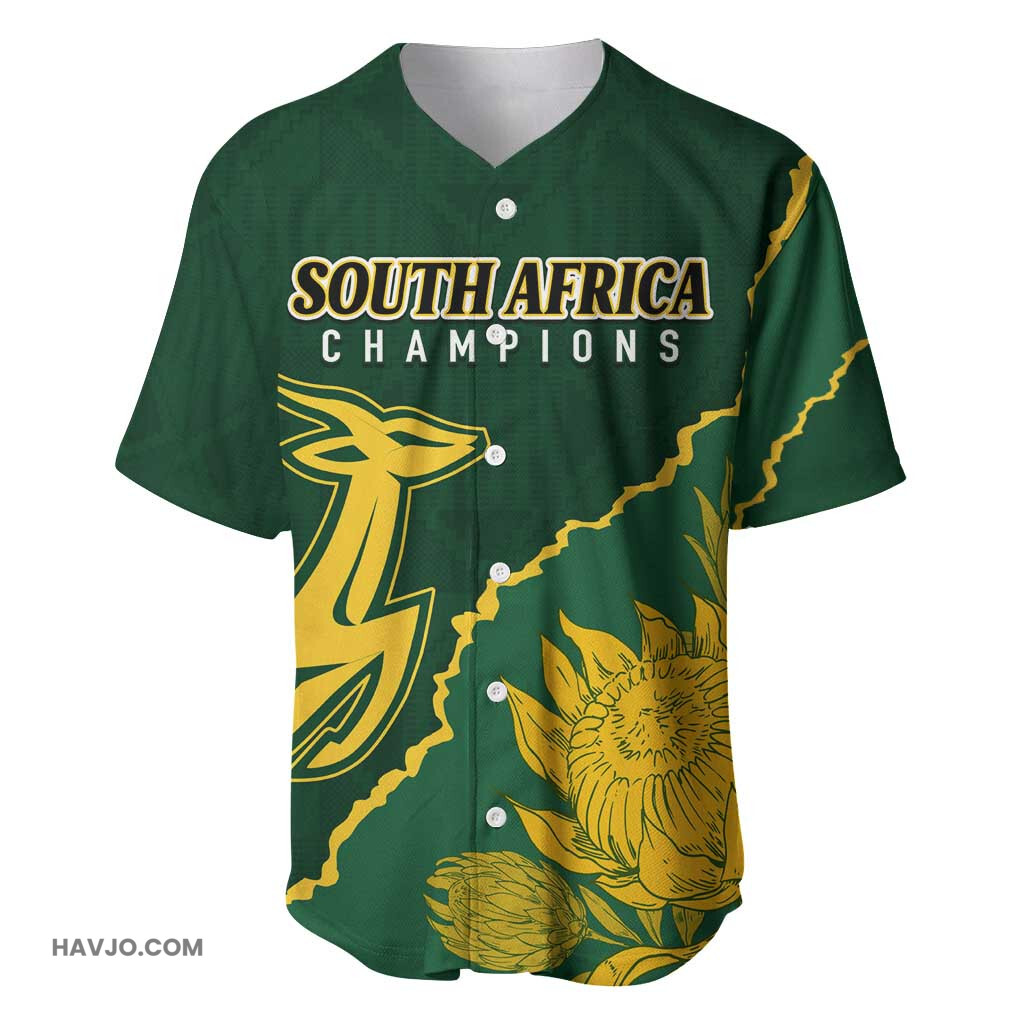 Personalised South Africa Rugby 2023 Bokke Champions Kente Ethnic Baseball Jersey