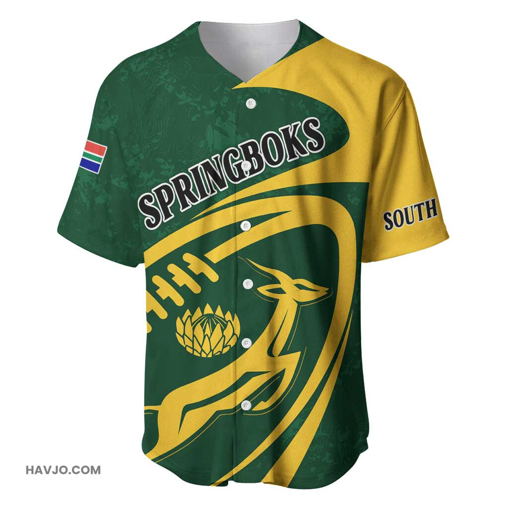 Personalised South Africa Rugby Bokke Champions Sporty Dynamics Baseball Jersey
