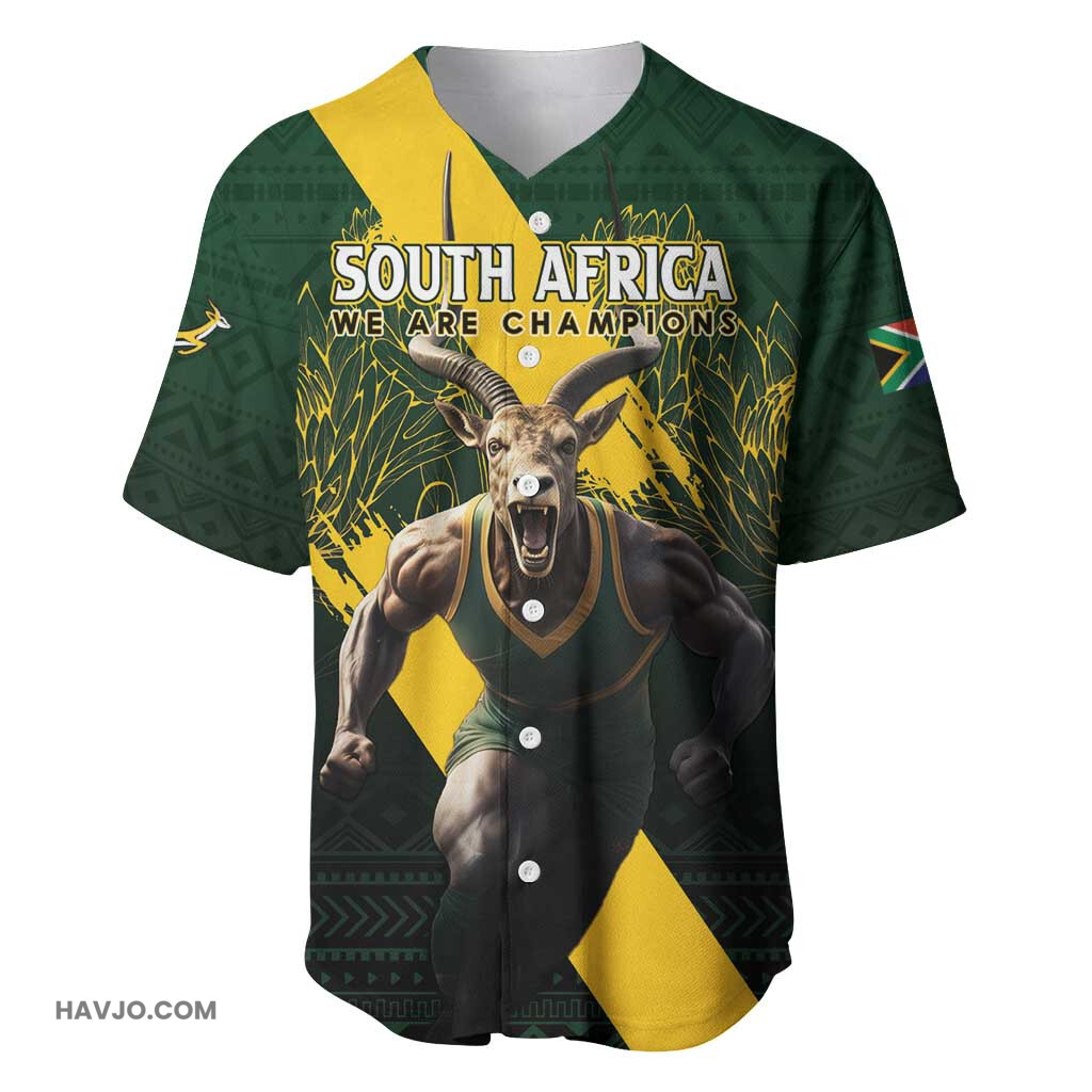 Personalised South Africa Rugby Proud Bokke We Are Champions Baseball Jersey