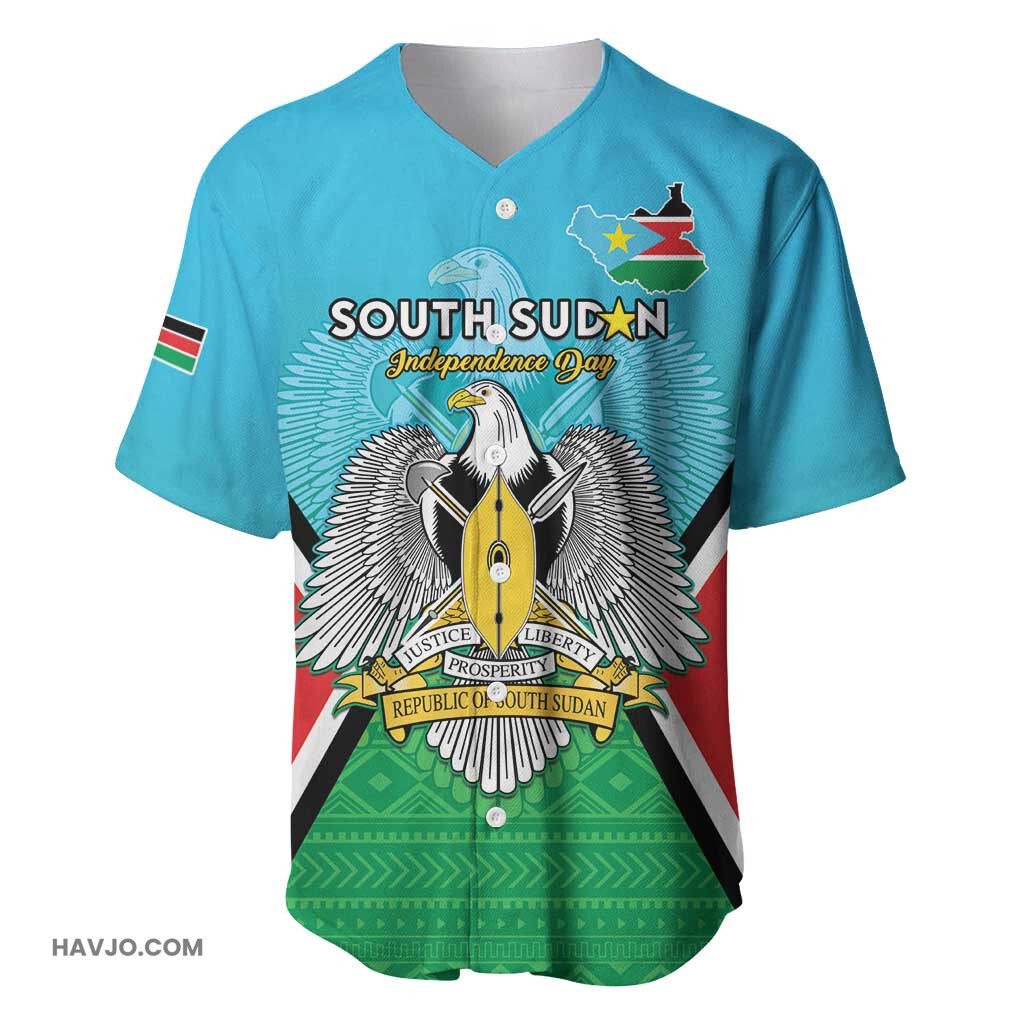 Personalised South Sudan Coat Of Arms Happy Independence Day Baseball Jersey