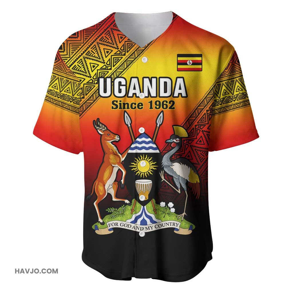 Personalised Uganda Independence Day Jamhuri ya Uganda Coat Of Arms Baseball Jersey