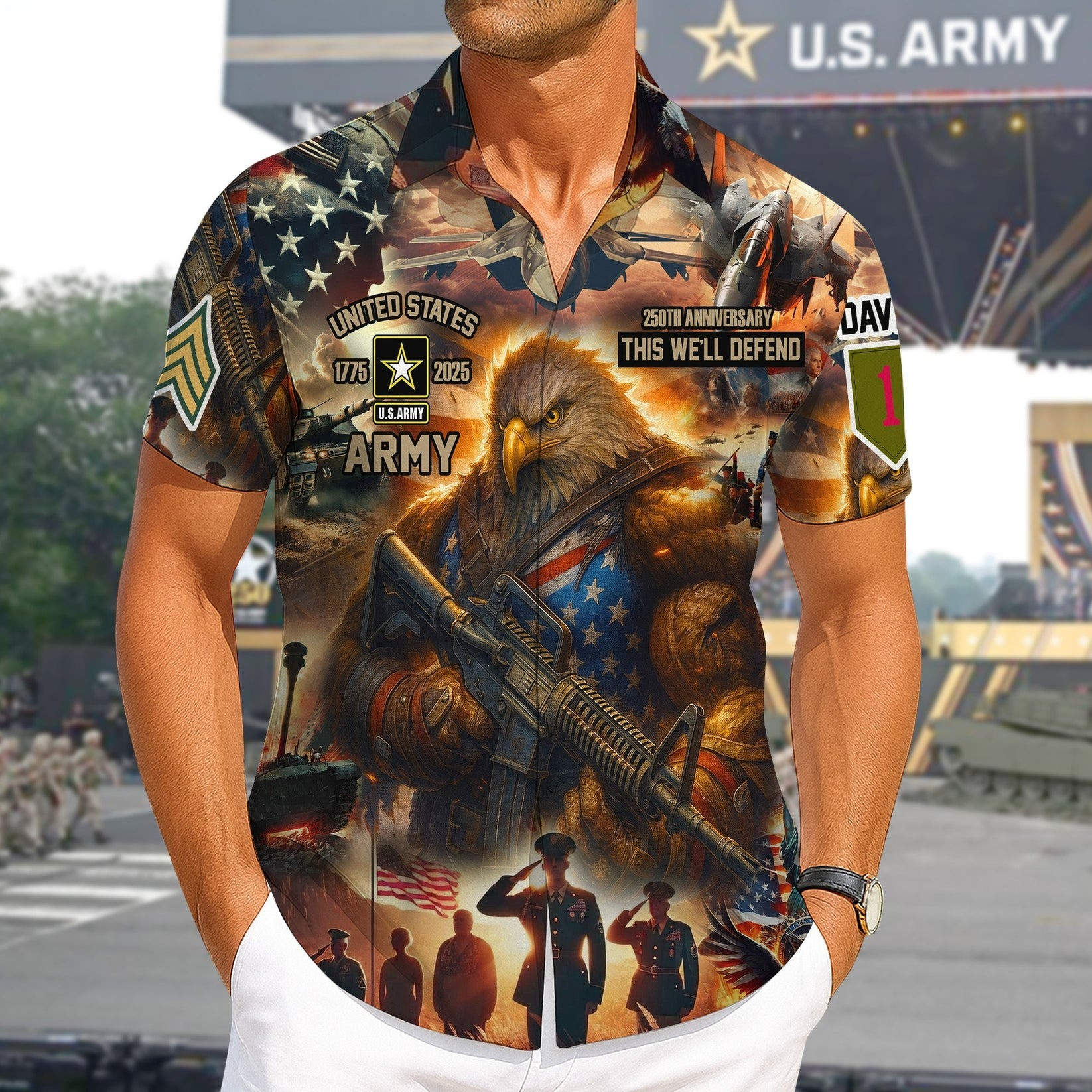 Personalized 250th Anniversary This We'll Defend US Army Hawaiian Shirt Gifts For Veterans
