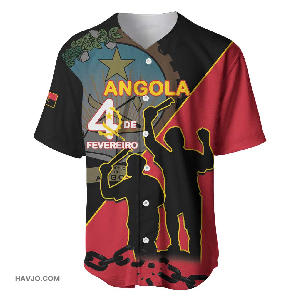 Personalized 4 De Fevereiro Angola Coat Of Arms Style Baseball Jersey