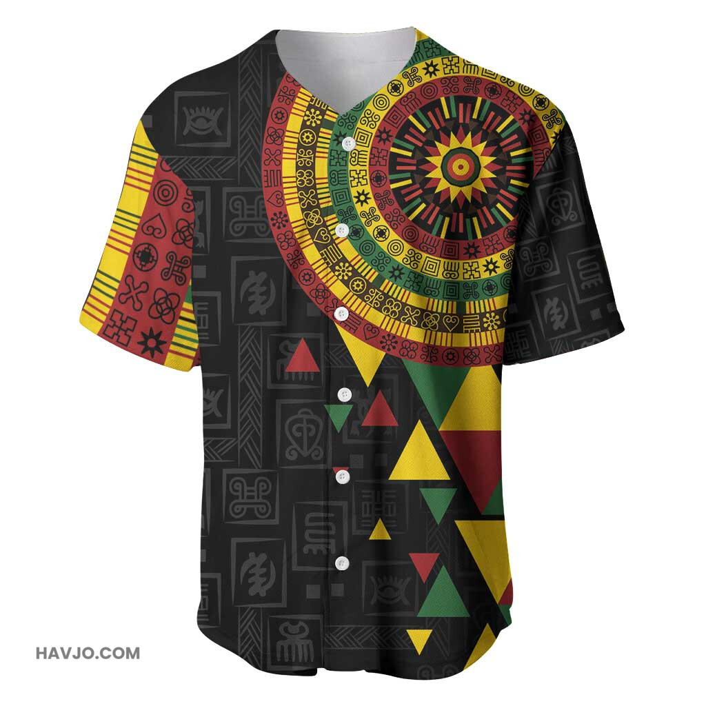 Personalized Adinkra Afro Akan Culture Afrikan Colors Baseball Jersey