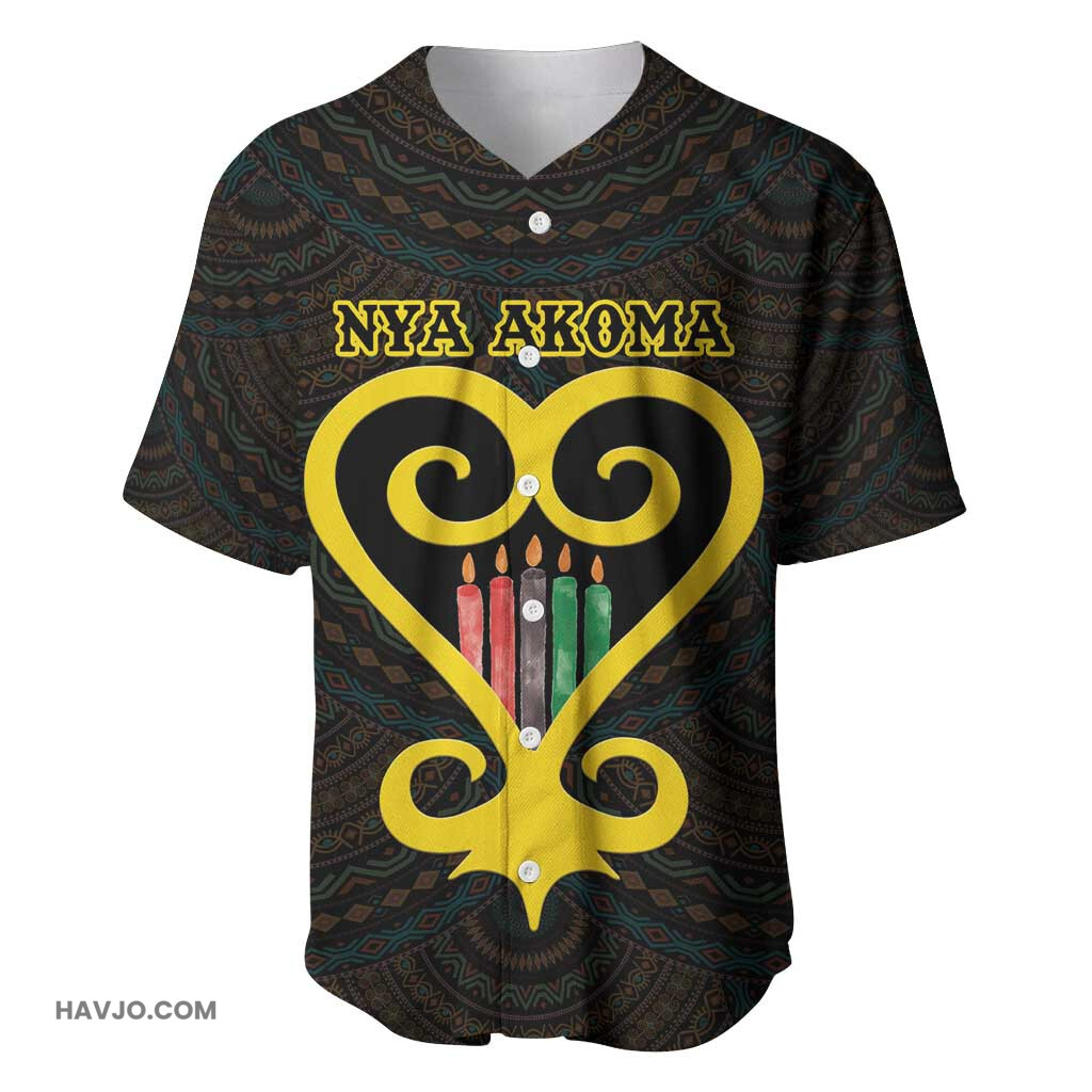 Personalized African American Black Love Day Sankofa Heart Nya Akoma Baseball Jersey