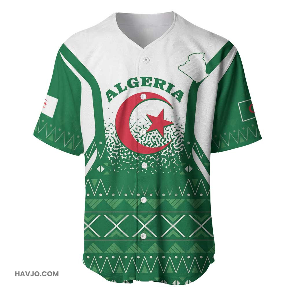 Personalized Afro Algeria Coat Of Arms African Pattern Baseball Jersey