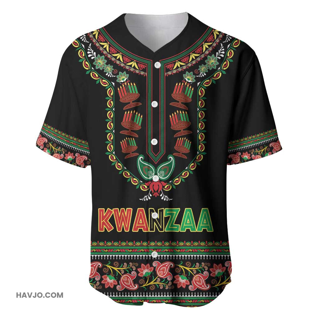 Personalized Afro American Kwanzaa Dashiki Mix Paisley Pattern Baseball Jersey