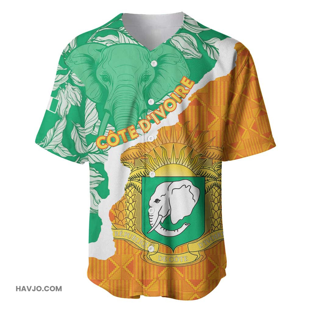 Personalized Afro Ivory Coast Coat Of Arms With Kente Pattern Baseball Jersey