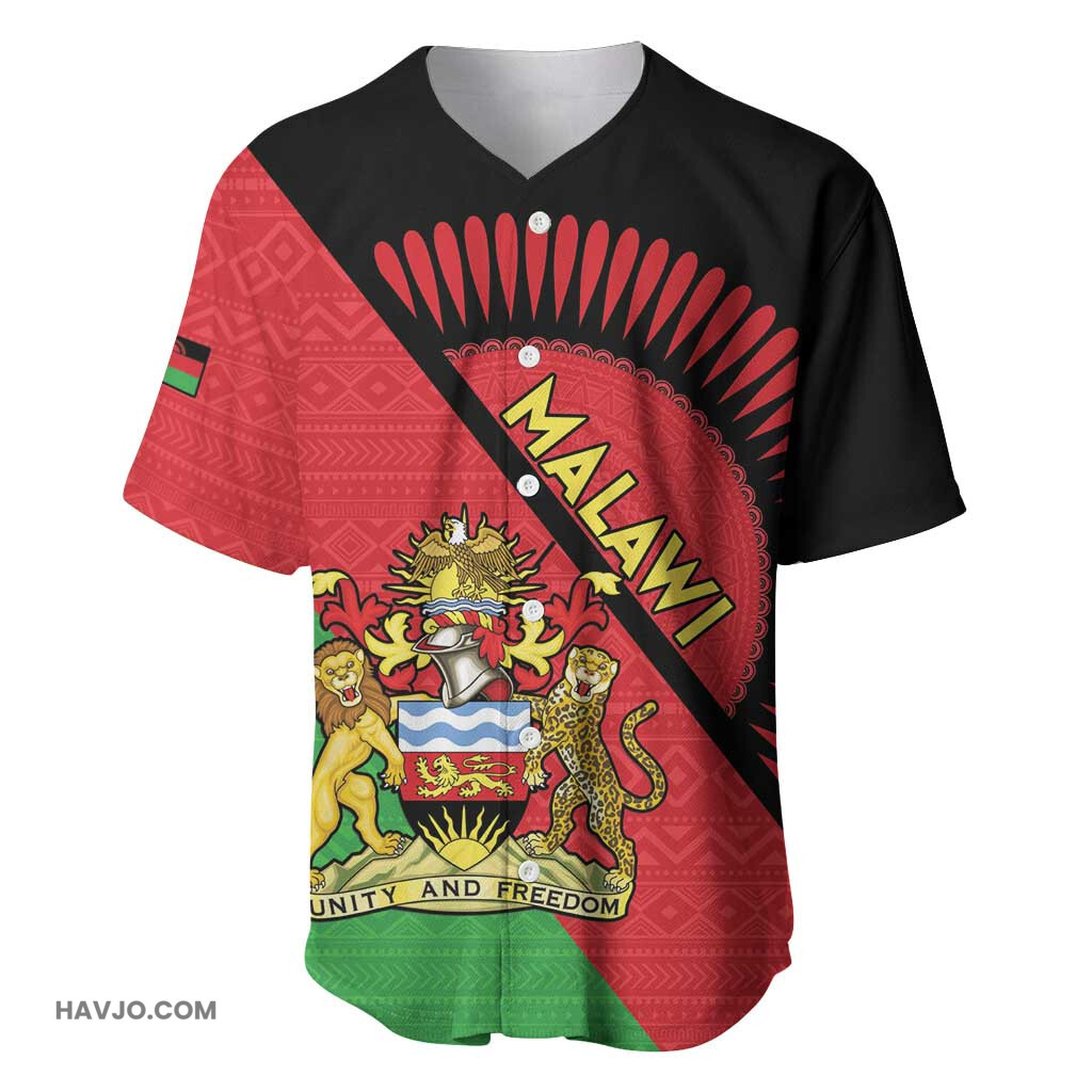 Personalized Afro Malawi Coat Of Arms Southeastern Africa Pattern Baseball Jersey