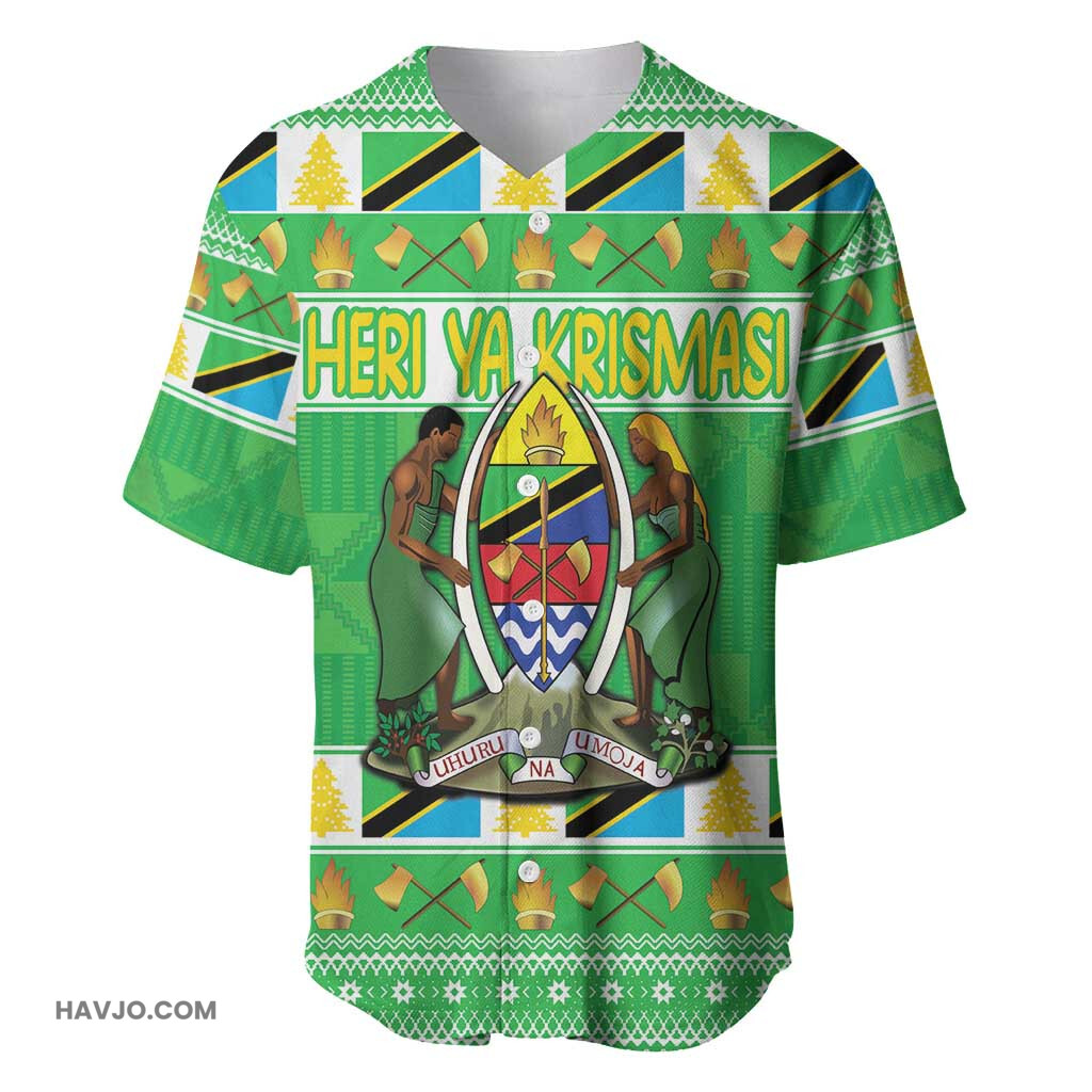 Personalized Afro Tanzania Christmas Heri ya Krismasi With Coat Of Arms Baseball Jersey