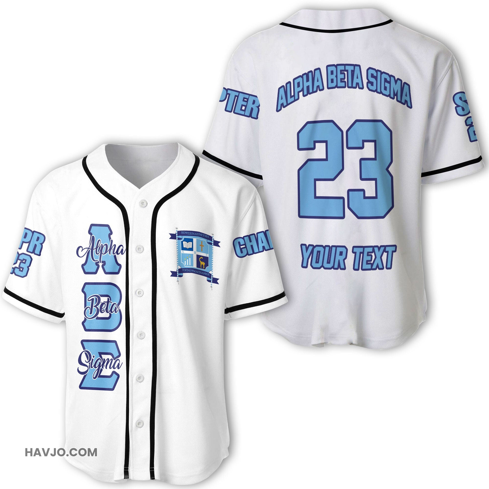 Personalized Alpha Beta Sigma Original White Style Baseball Jersey
