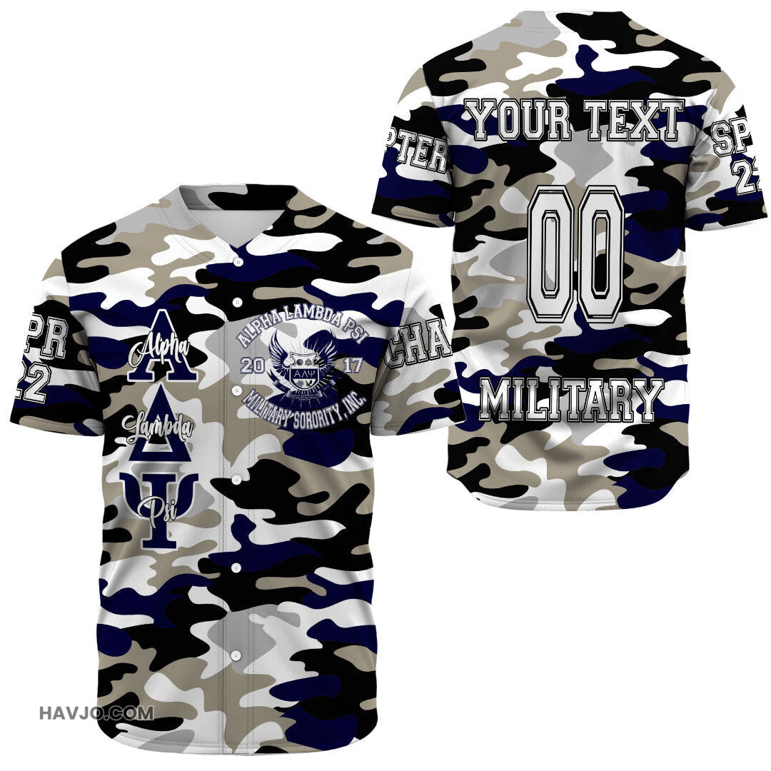 Personalized Alpha Lambda Psi Camos Baseball Jersey