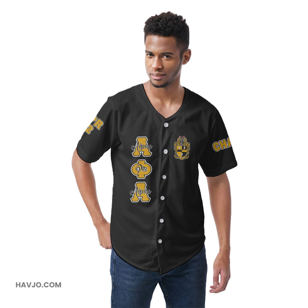 Personalized Alpha Phi Alpha Black Baseball Jersey