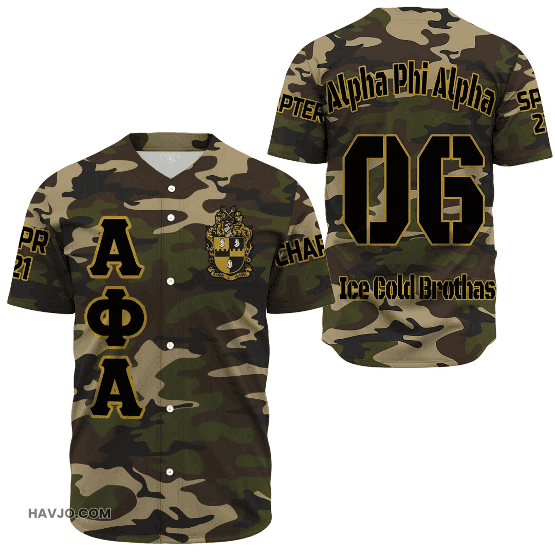 Personalized Alpha Phi Alpha Camouflages Baseball Jersey