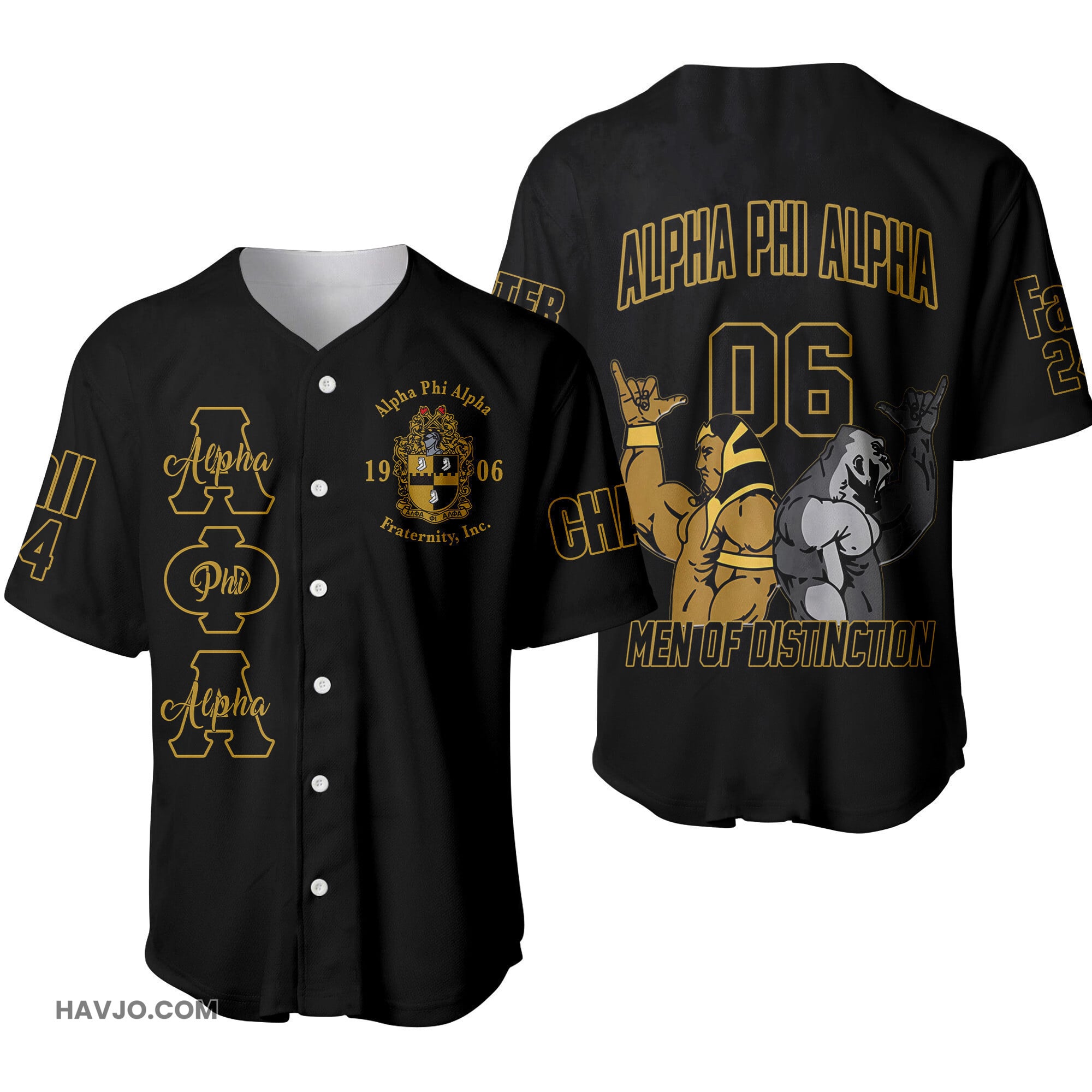 Personalized Alpha Phi Alpha Fraternity Handsign Black Baseball Jersey