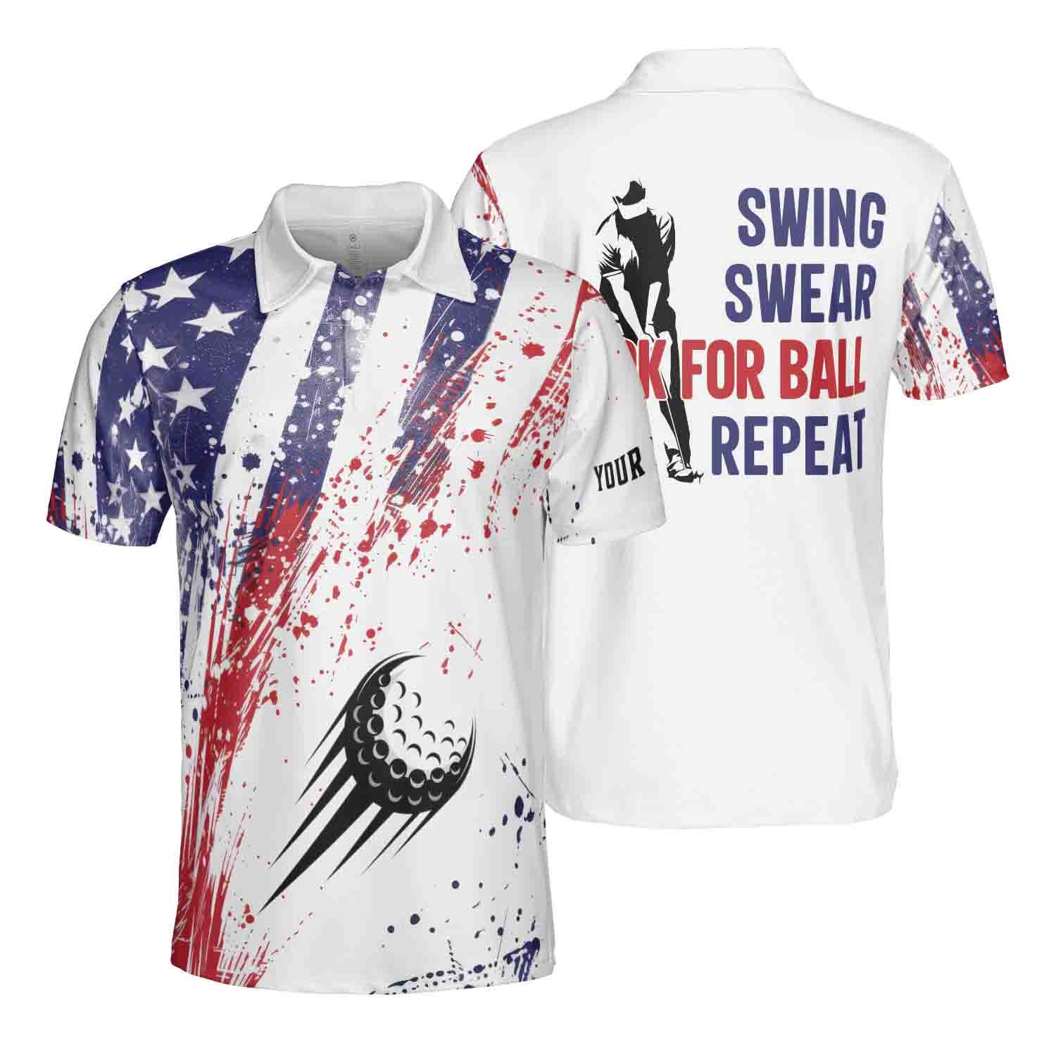 Personalized America Flag Color Spatter Look For Ball Golf Men's Polo Shirt