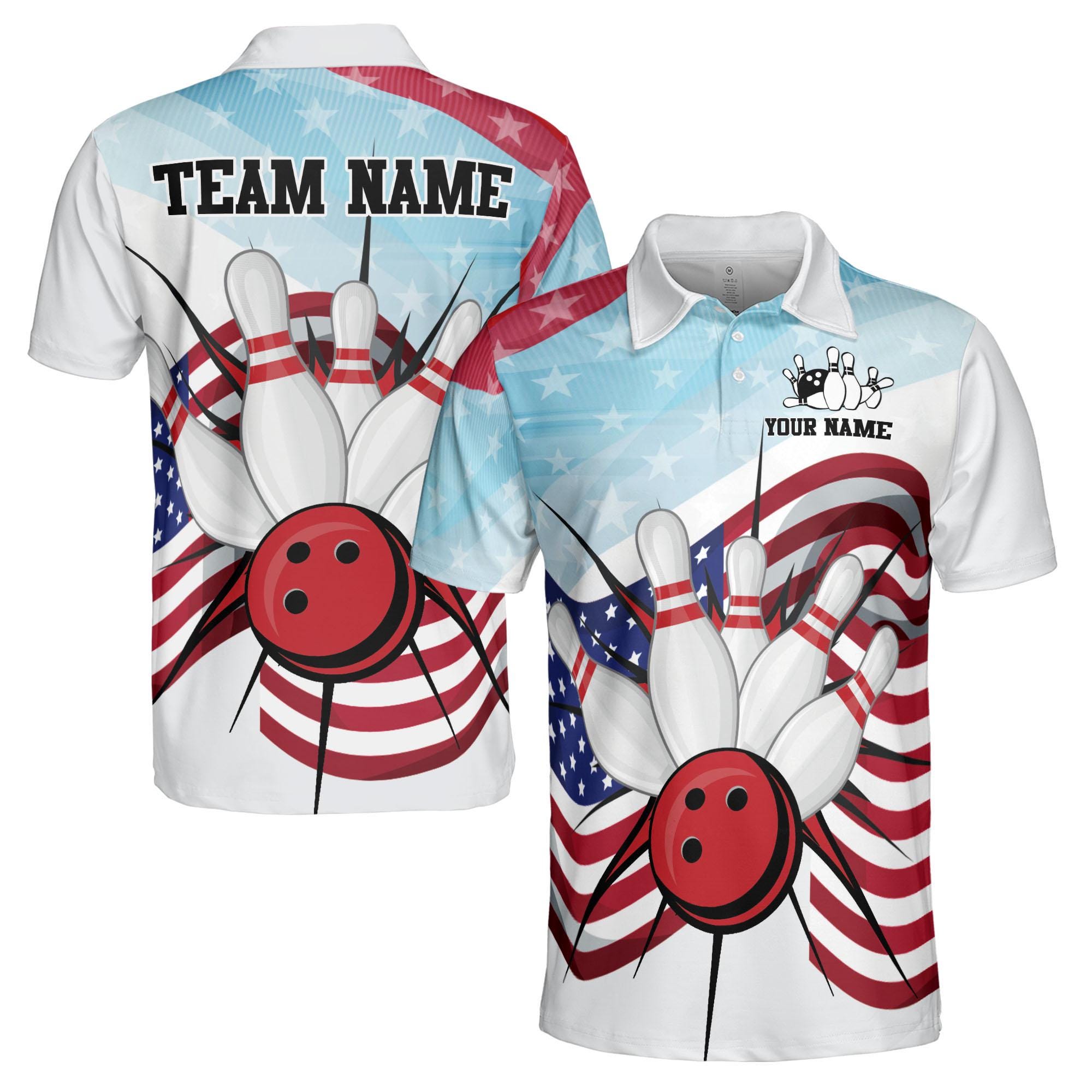 Personalized America Love Bowling Men's Polo Shirt