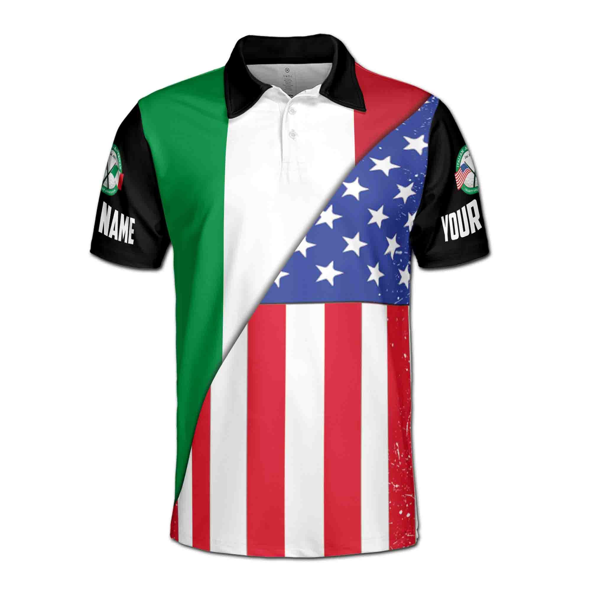 Alternative view of Personalized American and Italian Flag Patriotic Men's Polo Shirt