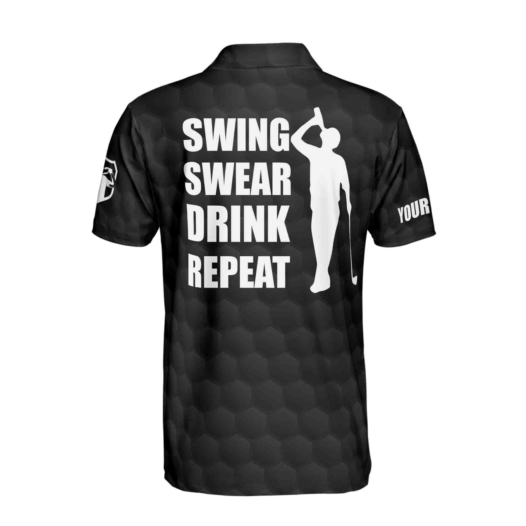 Alternative view of Personalized American Golf Swing Swear Drink Repeat Polo Shirt