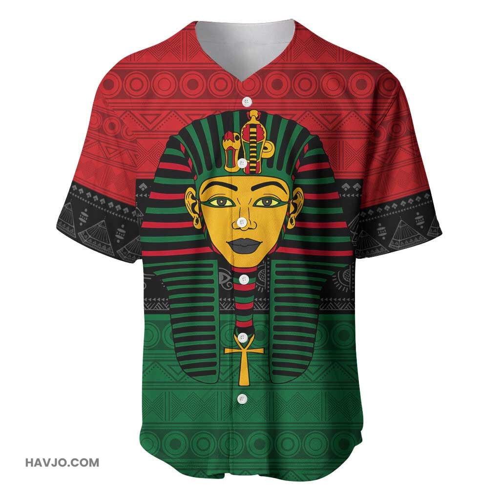 Personalized Ancient Egypt Pharaoh in Pan-African Colors Baseball Jersey