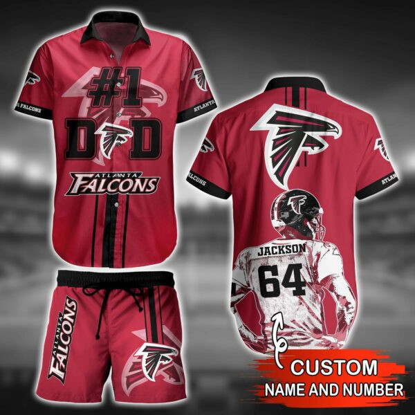 Personalized And Number Atlanta Falcons Hawaiian Shirt Tropical Aloha Button Up