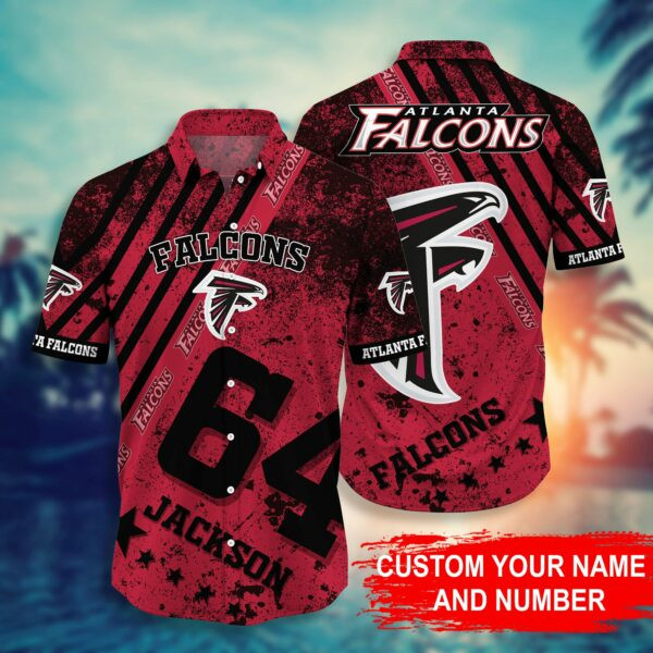 Personalized And Number Atlanta Falcons Summer Hawaiian Shirt Tropical Aloha Button Up