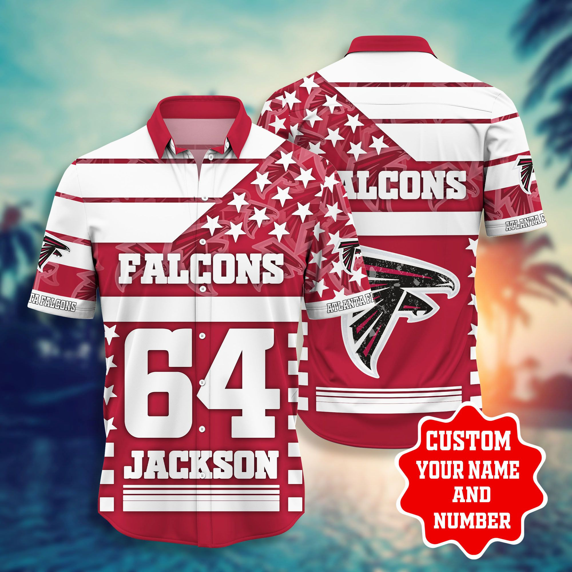 Personalized And Number Atlanta Falconss Star Hawaiian Shirt Tropical Aloha Button Up