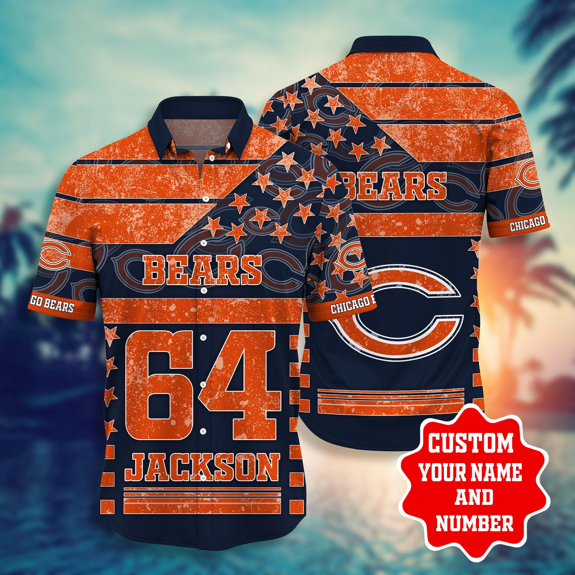 Personalized And Number Chicago Bearss Star Hawaiian Shirt Tropical Aloha Button Up