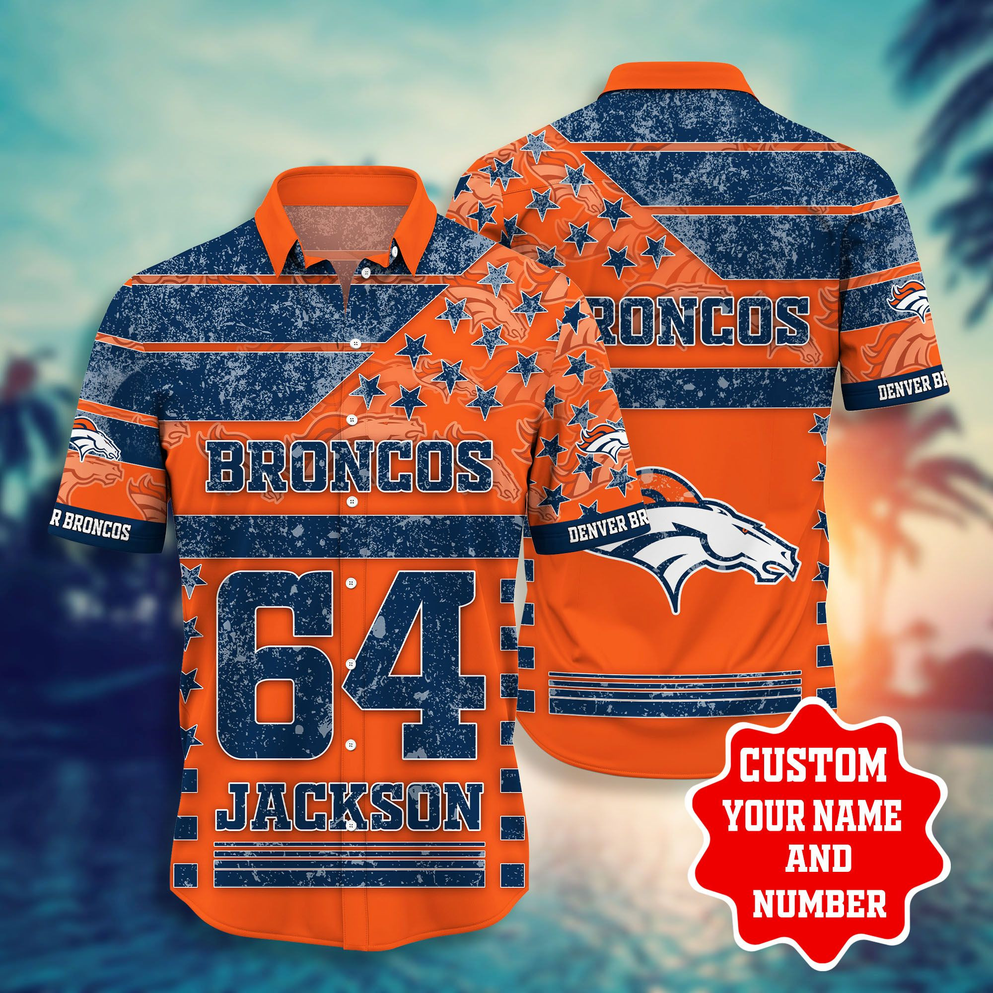 Personalized And Number Denver Broncoss Star Hawaiian Shirt Tropical Aloha Button Up