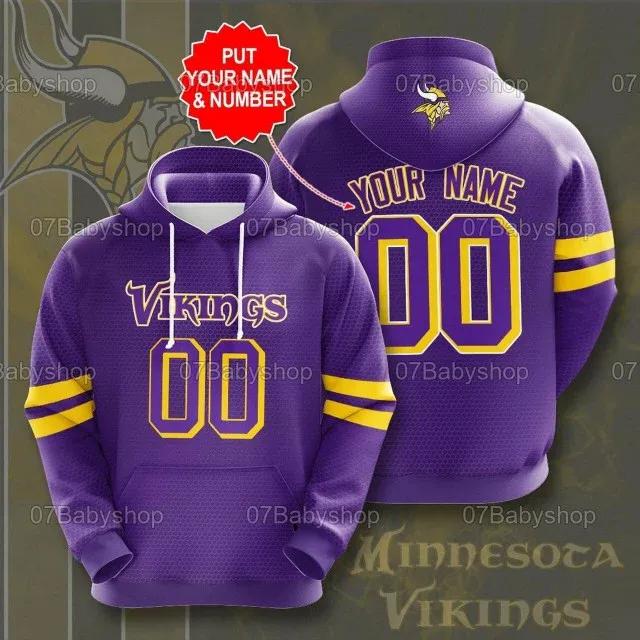 Personalized And Number Minnesota Vikings NFL 3D All Over Print Hoodie