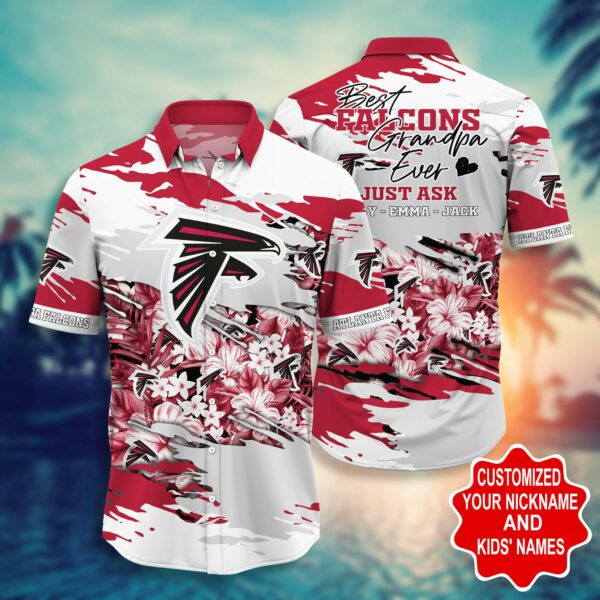 Personalized Atlanta Falcons Best Grandpa Ever Hawaiian Shirt Tropical Aloha Button Up