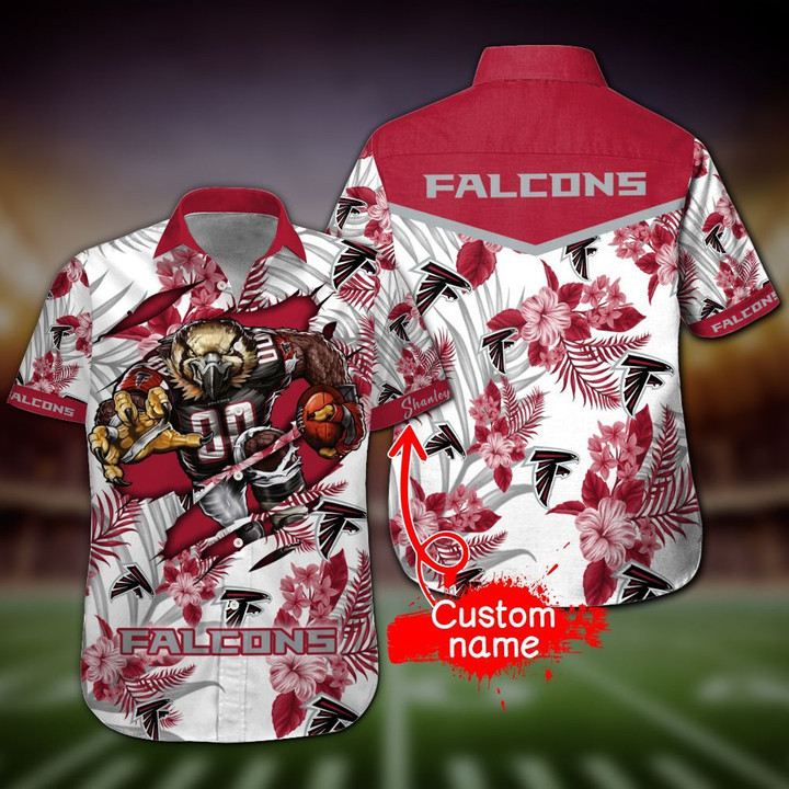 Personalized Atlanta Falcons Hawaiian Shirt Tropical Aloha Button Up