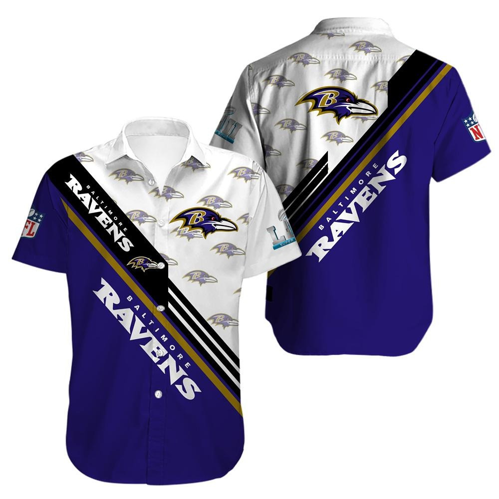 Personalized Baltimore Ravens Pattern Hawaiian Shirt Tropical Aloha Button Up