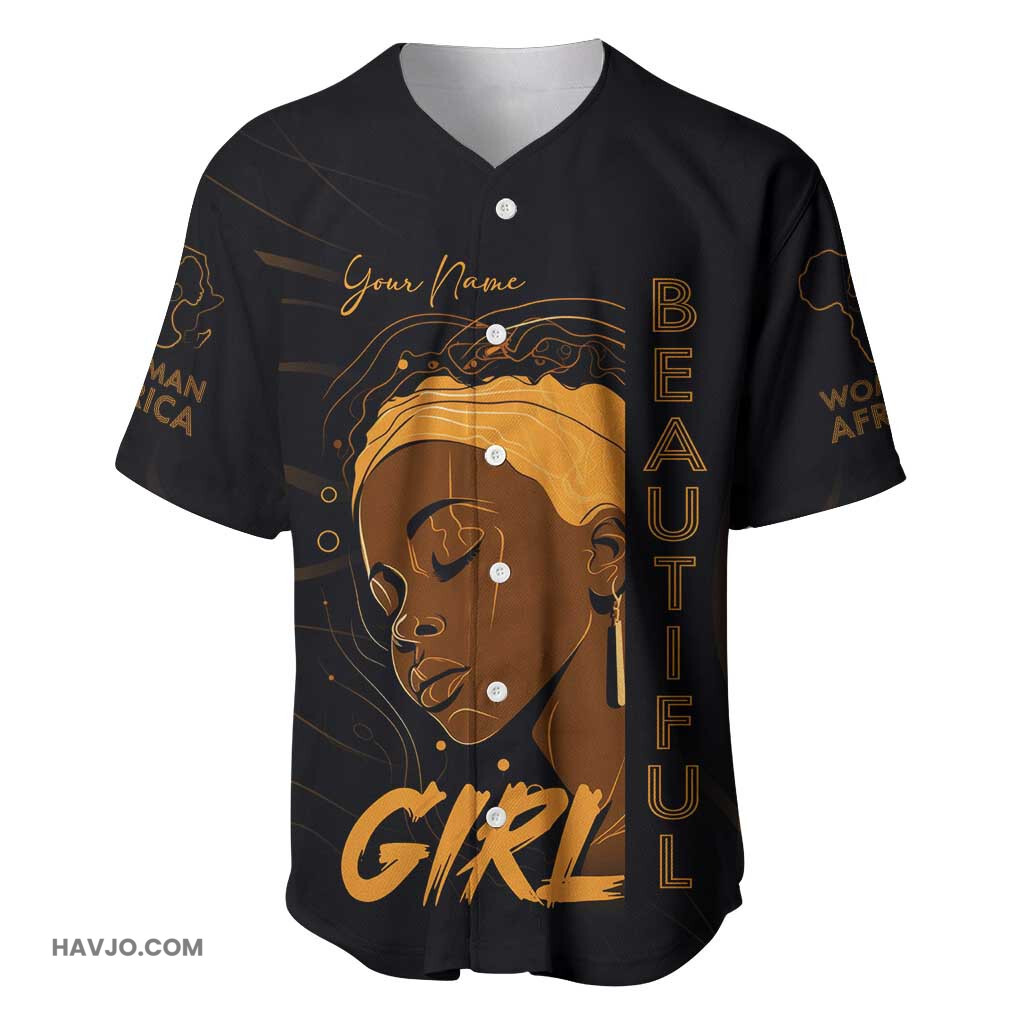Personalized Beautiful Black Girl Women of Africa Design Baseball Jersey