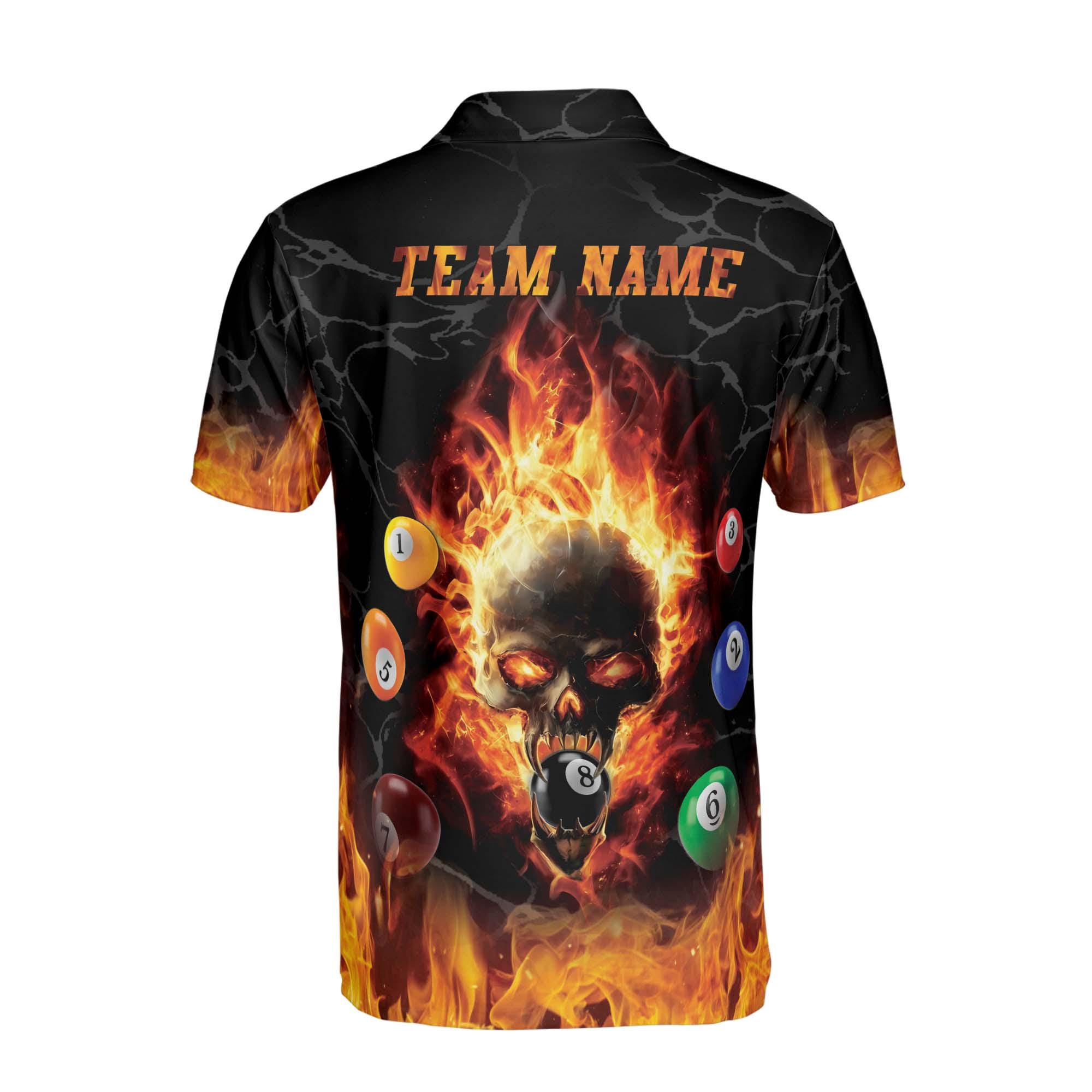 Alternative view of Personalized Billard With Passion Skull Love Billard Men's Polo Shirt