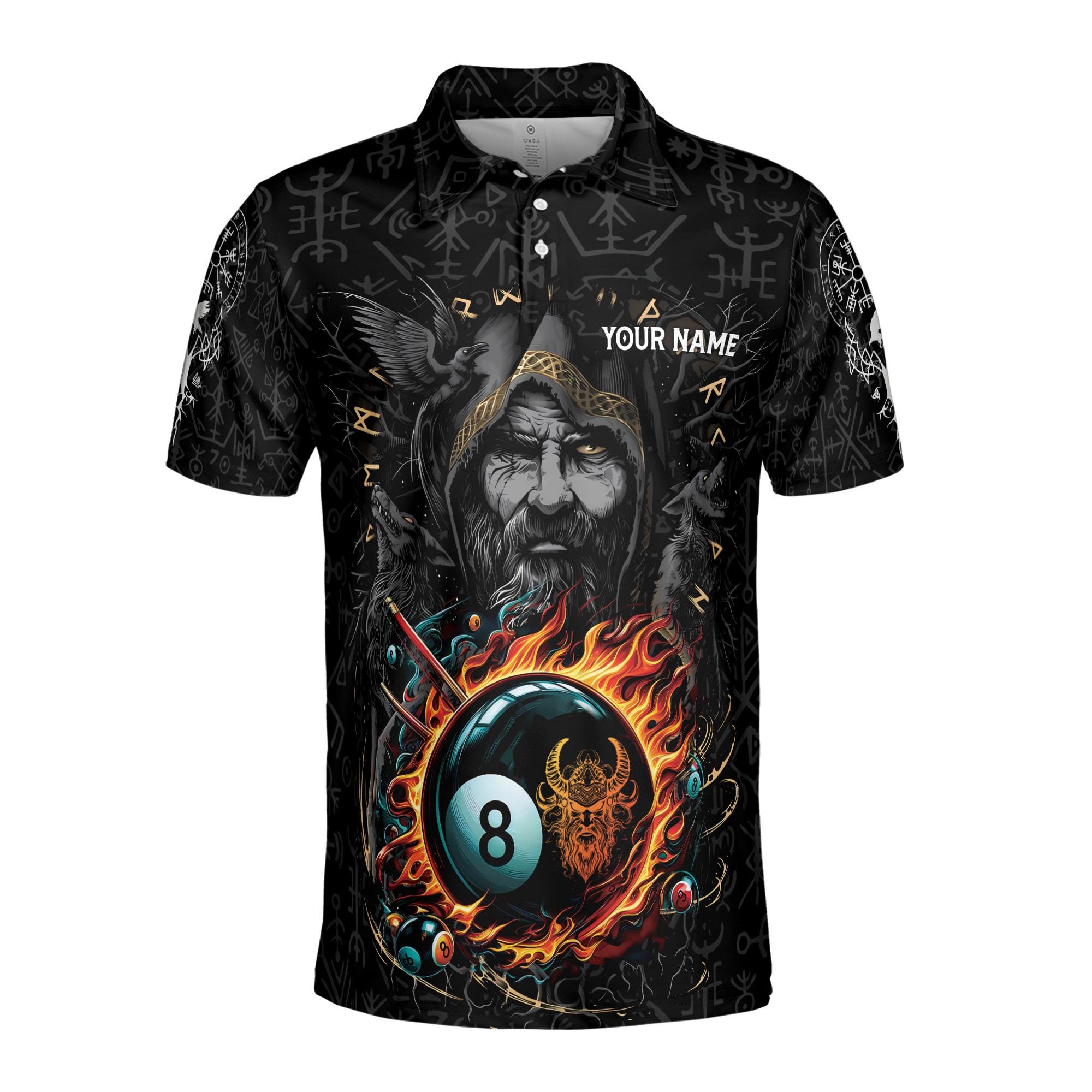 Alternative view of Personalized Billiards Pool Player Viking Warrior Pattern Men's Polo Shirt