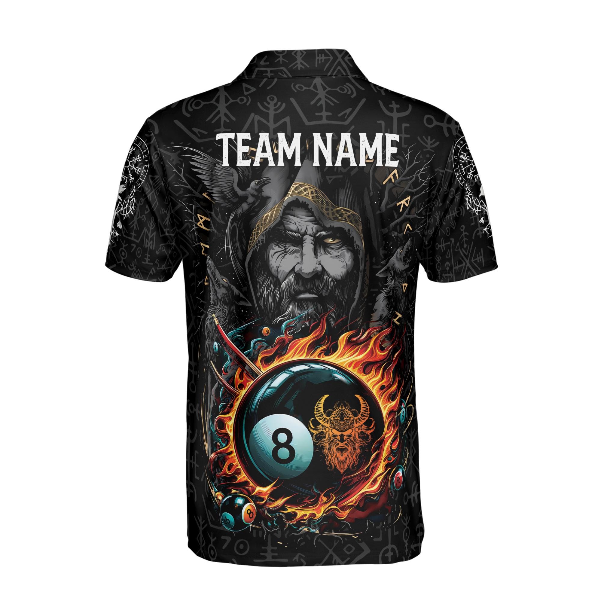 Personalized Billiards Pool Player Viking Warrior Pattern Men's Polo Shirt - Image 3