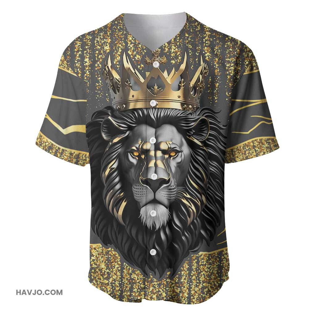 Personalized Black and Gold Lion Africa Baseball Jersey