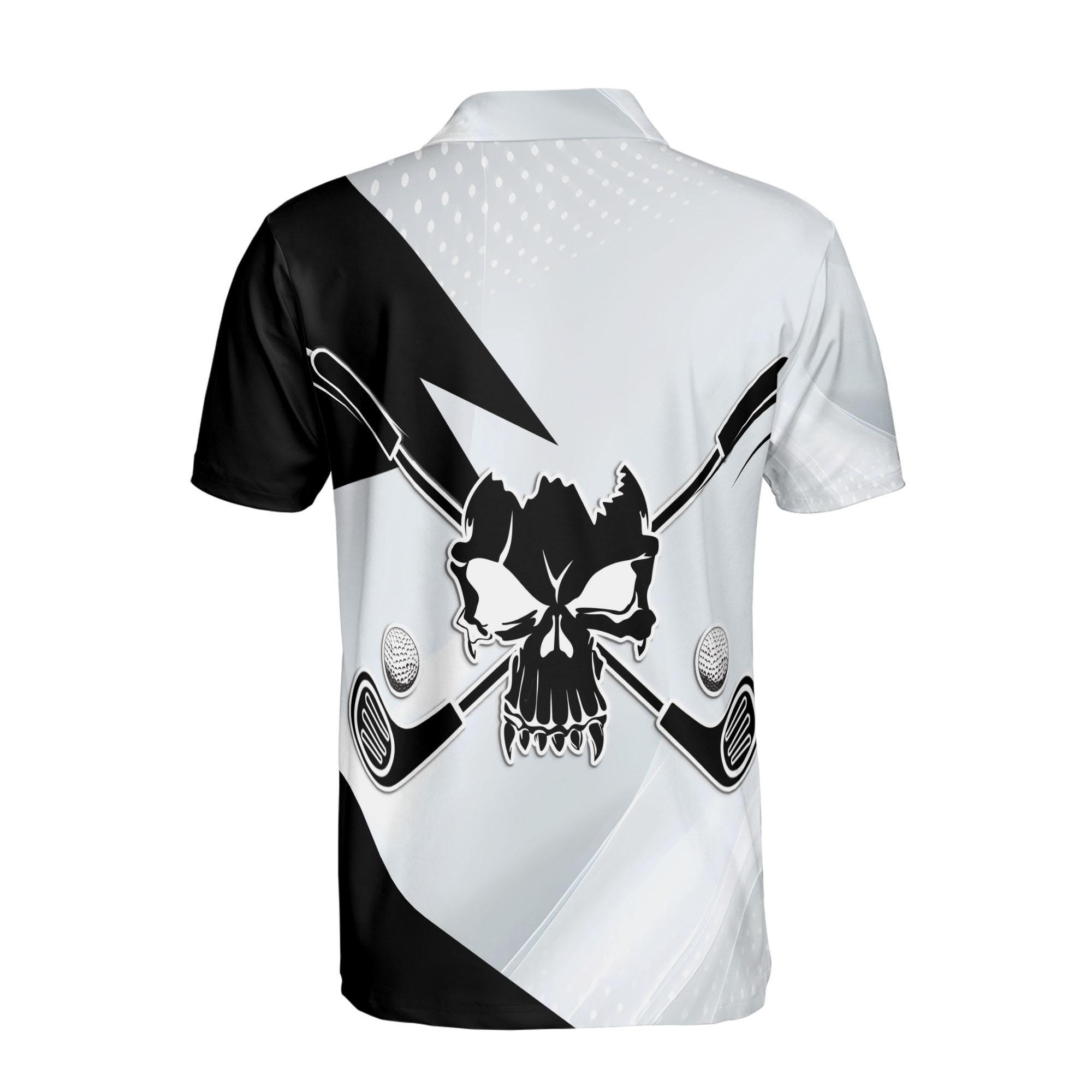 Alternative view of Personalized Black And White Skull With Golf Men's Polo Shirt