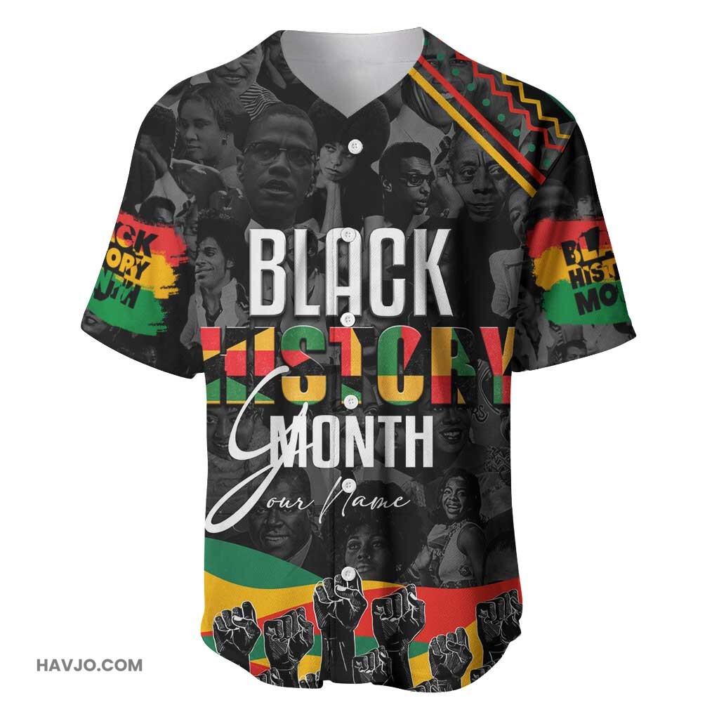 Personalized Black History Month with African American Heroes Baseball Jersey