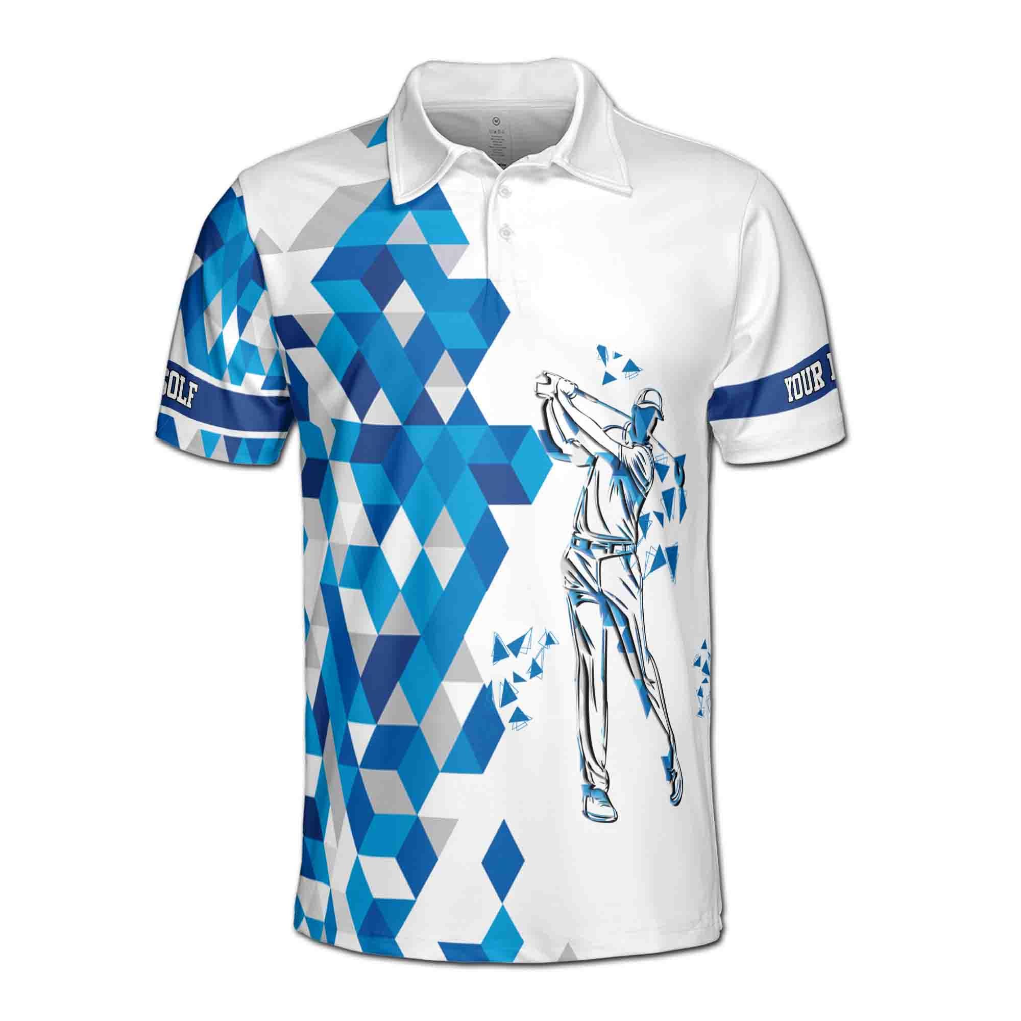 Alternative view of Personalized Blue Diamond Pattern Golfer Men's Polo Shirt