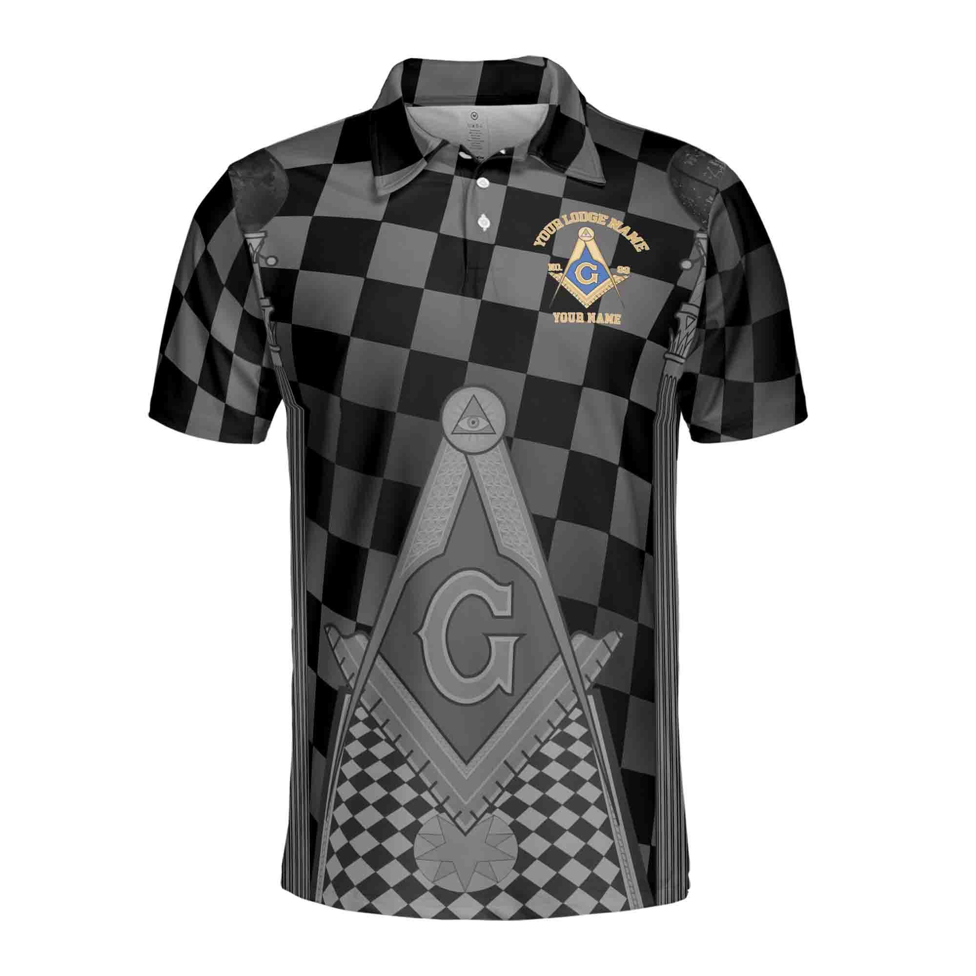 Personalized Blue Lodge Freemasonry With Caro Pattern Men's Polo Shirt - Image 3