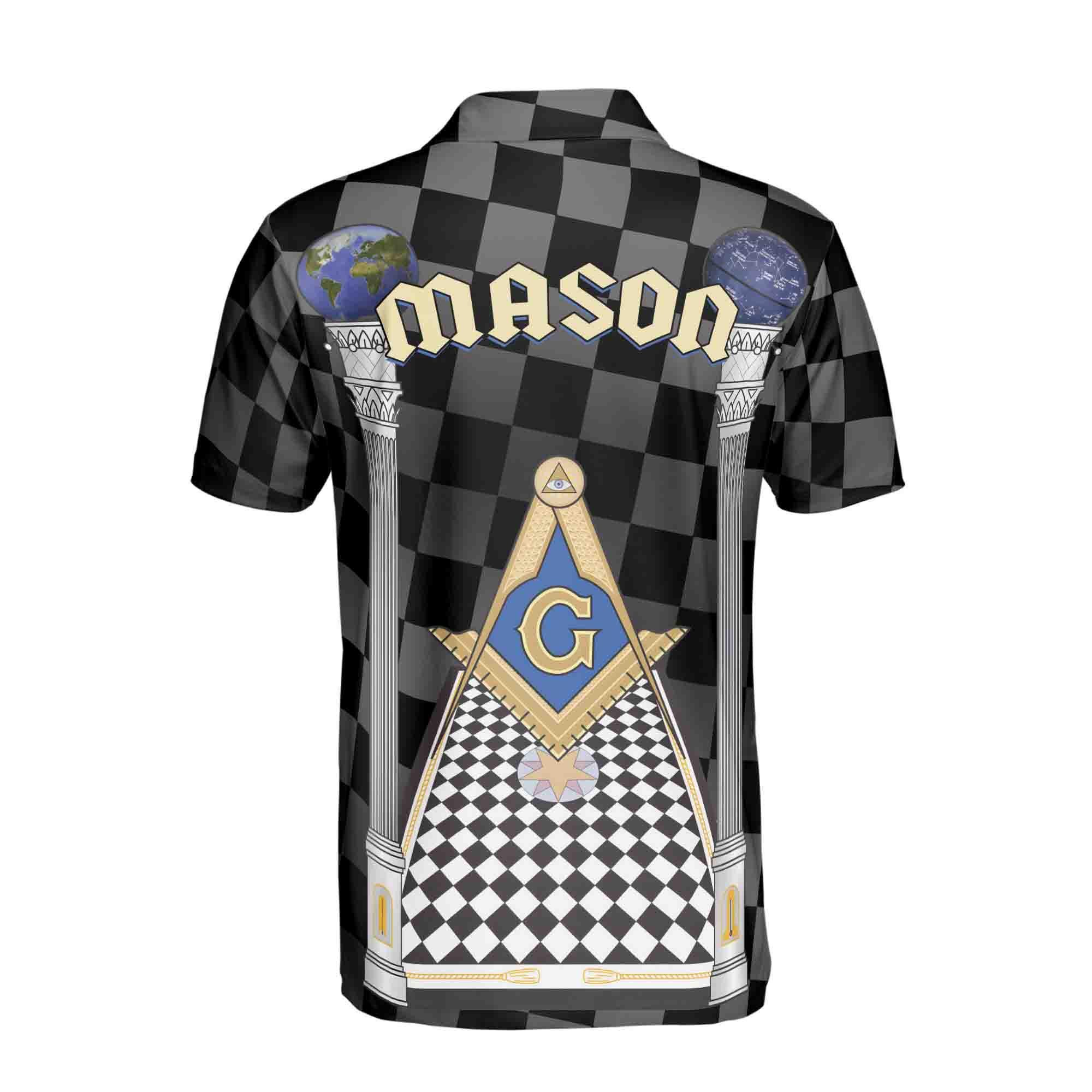 Alternative view of Personalized Blue Lodge Freemasonry With Caro Pattern Men's Polo Shirt