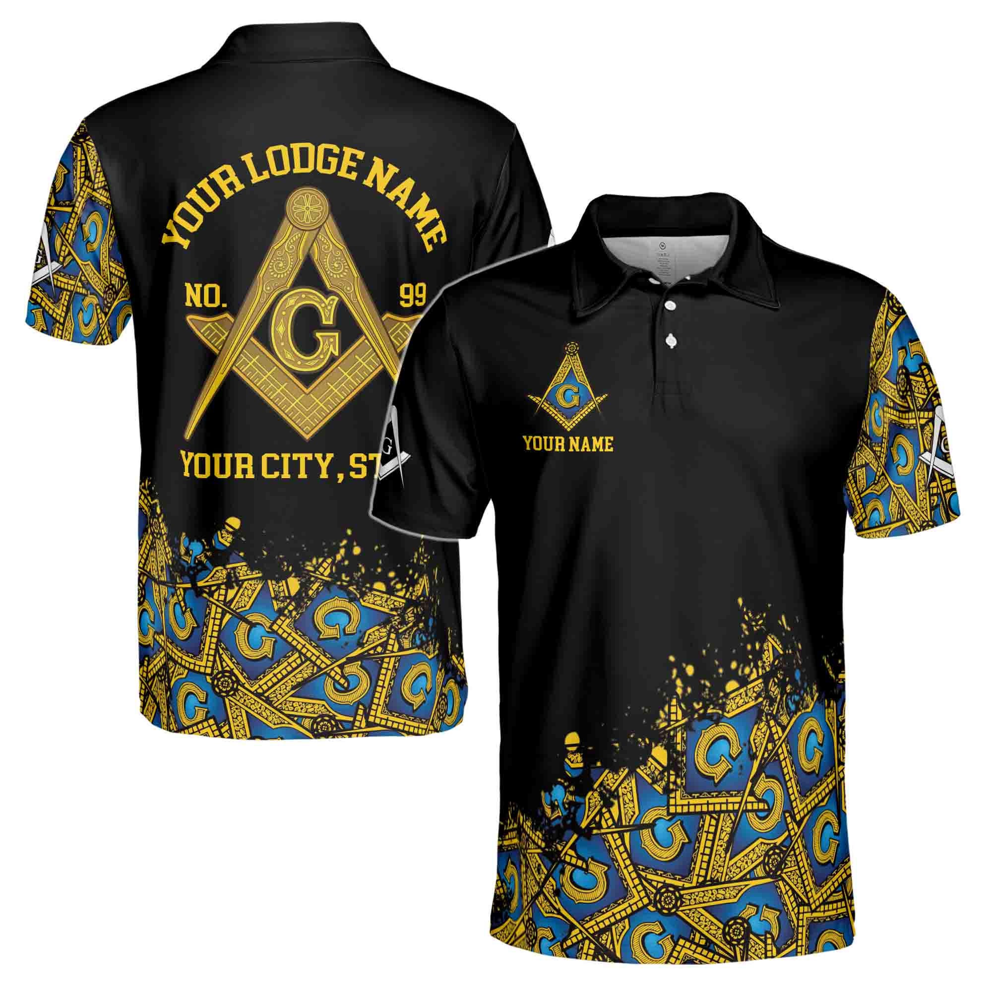 Personalized Blue Lodge Master Mason Mansonic Men's Polo Shirt