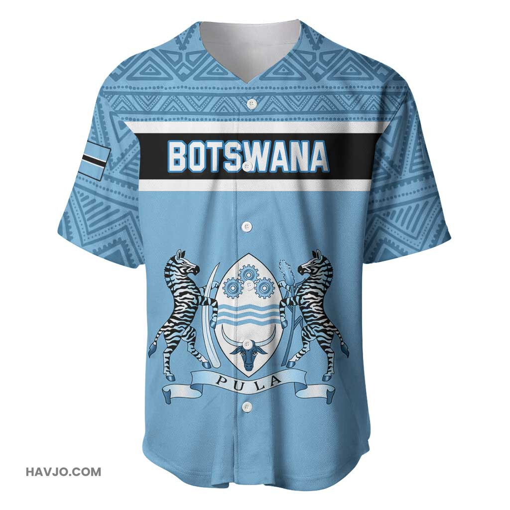 Personalized Botswana with Tswana Pula and African Pattern Baseball Jersey