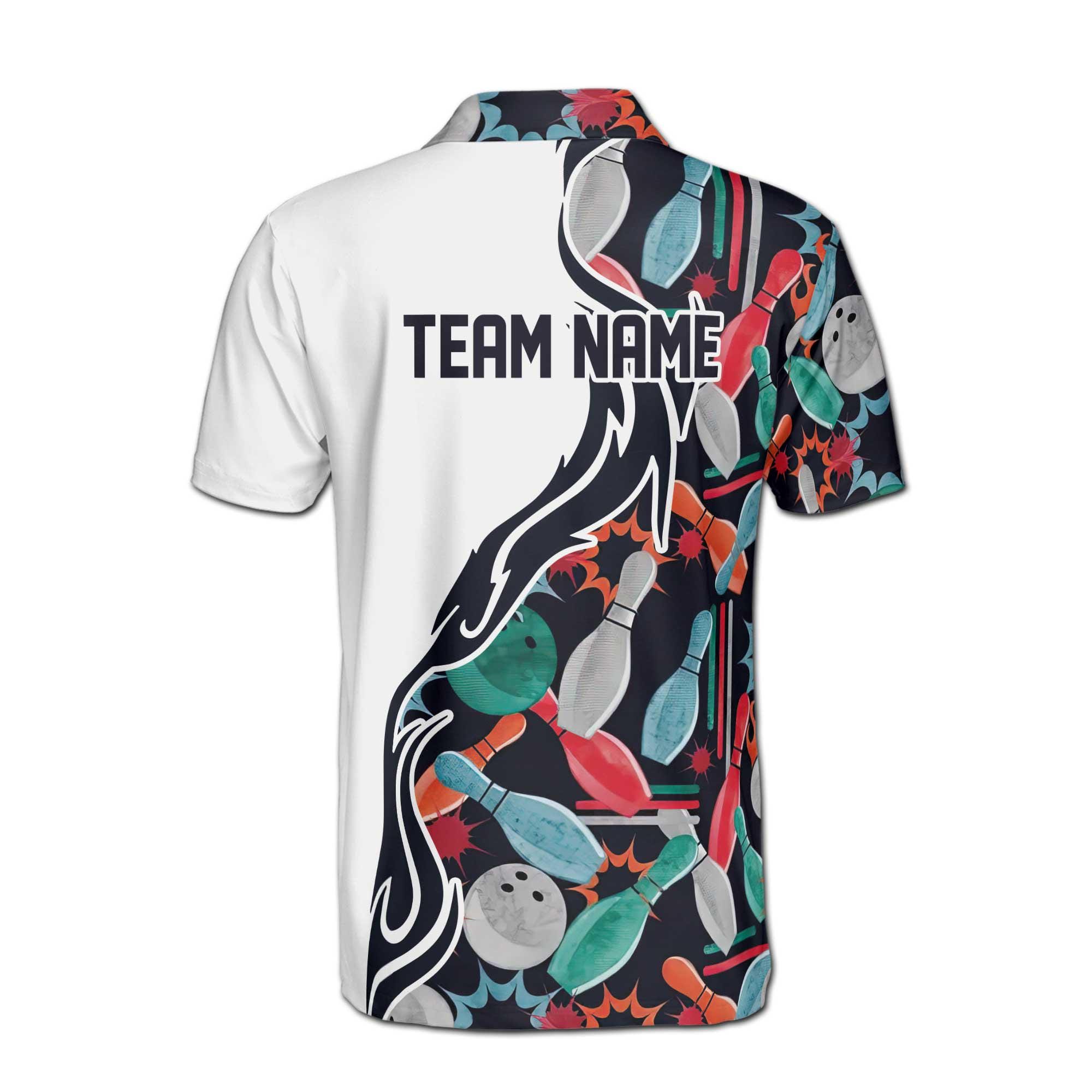 Personalized Bowling Pattern Colorful Bowling Team Men's Polo Shirt - Image 3