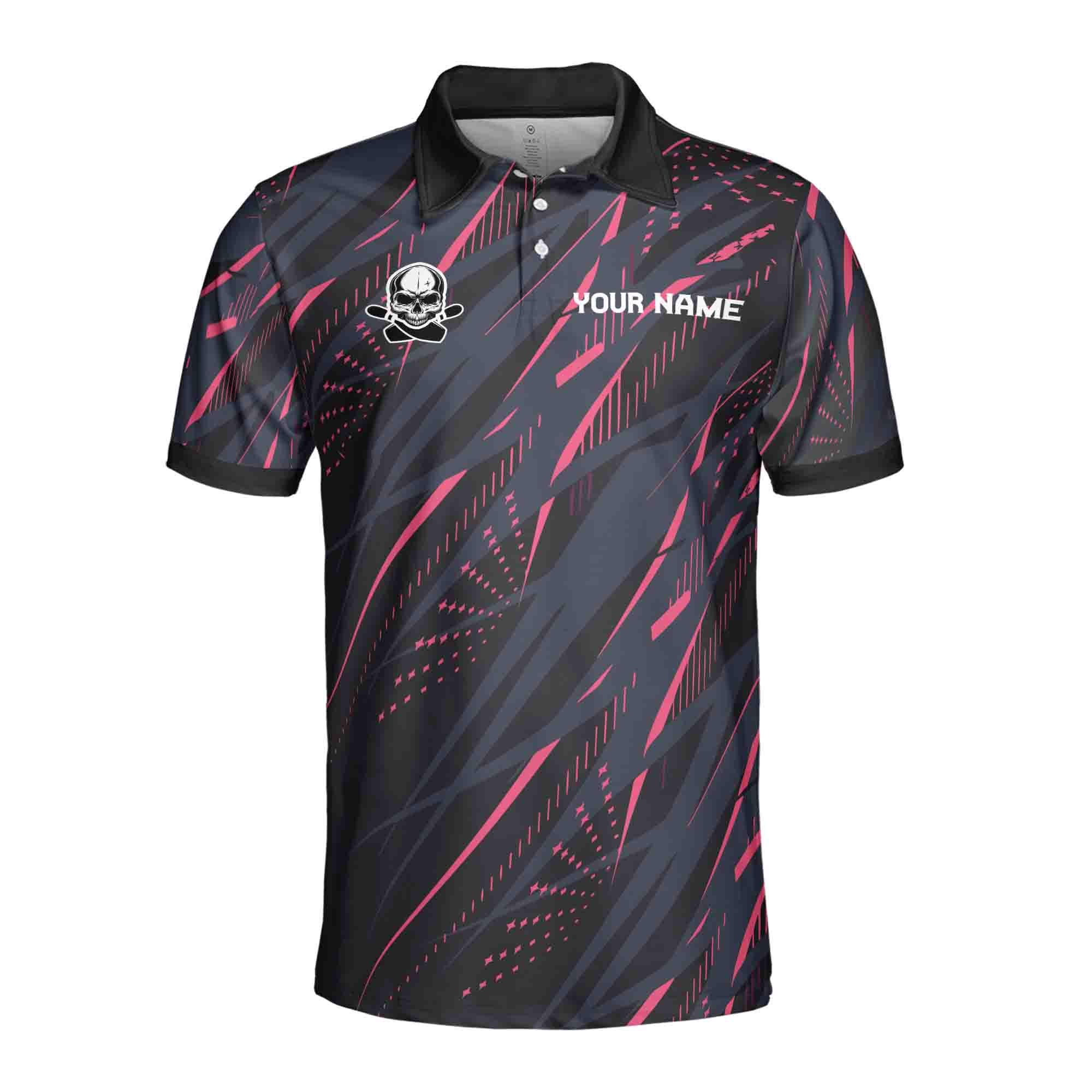 Alternative view of Personalized Bowling Team Funny Skull Men's Polo Shirt