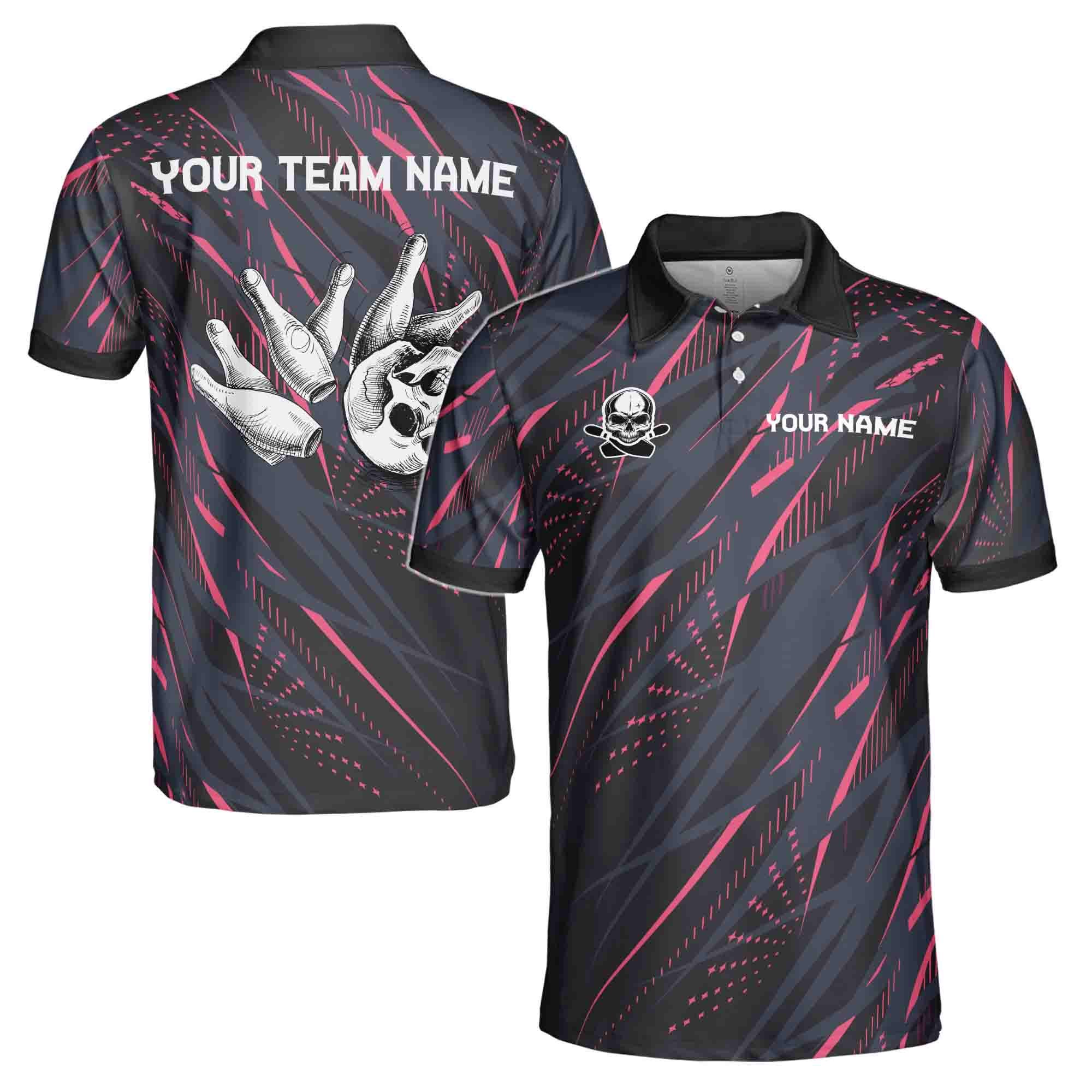 Personalized Bowling Team Funny Skull Men's Polo Shirt