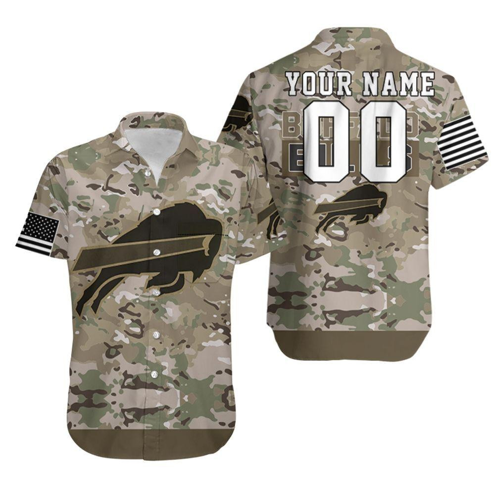 Personalized Buffalo Bills Camo Pattern Hawaiian Shirt Tropical Aloha Button Up
